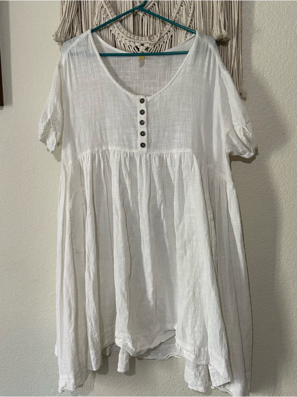 Free People White Gauze Button-Tier Tunic